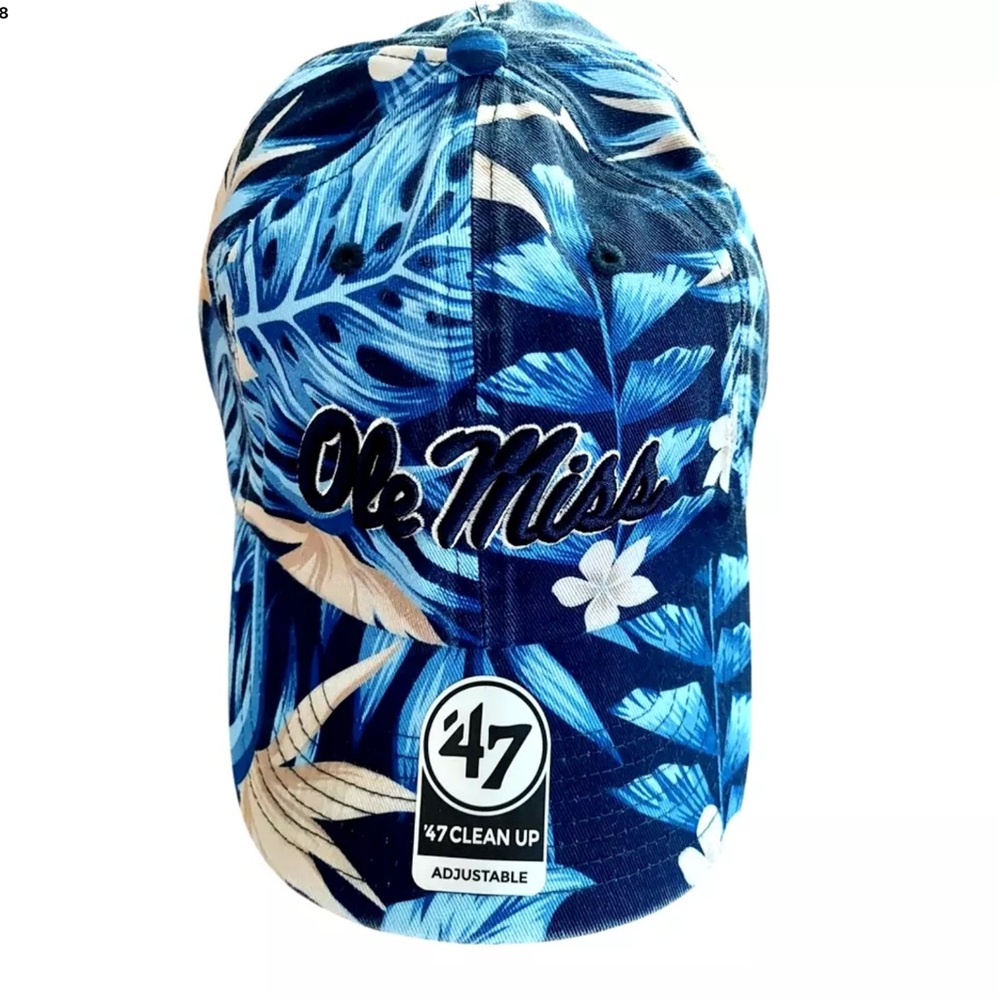 Ole Miss Rebels Hat Floral Blue '47 Brand Clean Up Strapback Adjustable OSFA